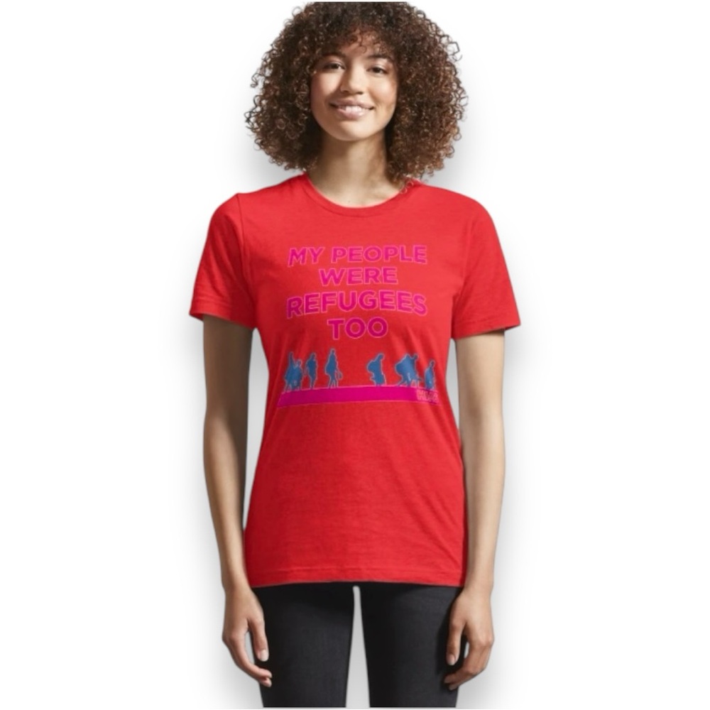Gildan HIAS Refugee Graphic T-Shirt Red Size 2XL Unisex Social Justice Tee